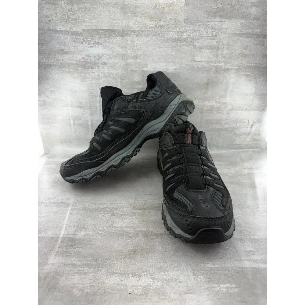 Skechers Men After Burn Memory Foam Black Leather Training Sneakers 51866 Size 9